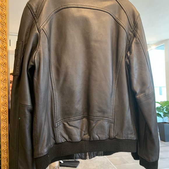 Made in France Serge Pariente Black Leather Flight Varsity Bomber Moto Jacket - Picture 8 of 9